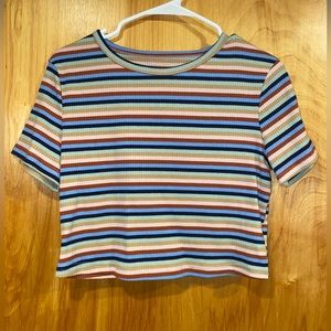 Dazy Multicolor Striped Ribbed Tee Size L